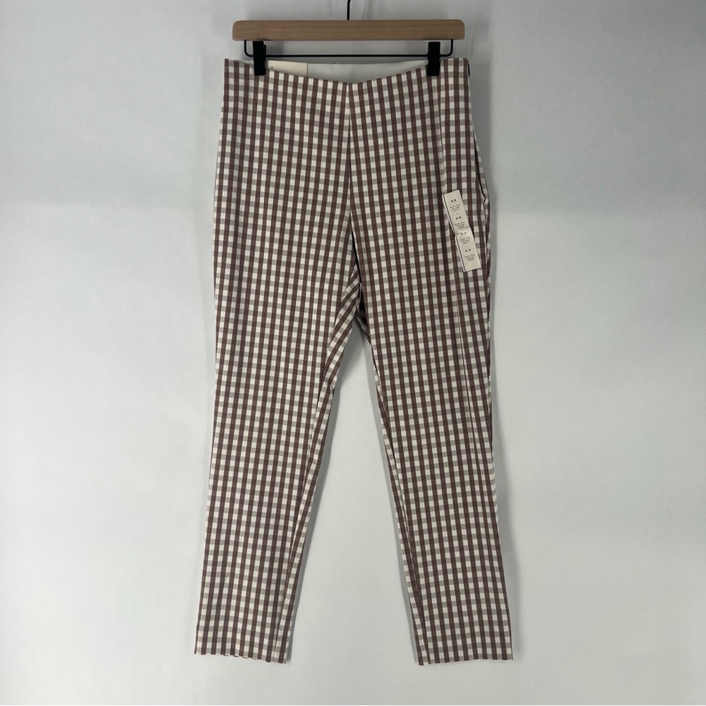 A New Day Gingham Checkered Stretch High Rise‎ Side Zip Skinny Crop Pant Size 8